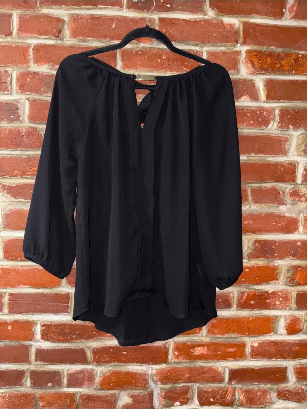 Love Letter Collection Women’s Black Peasant Blouse